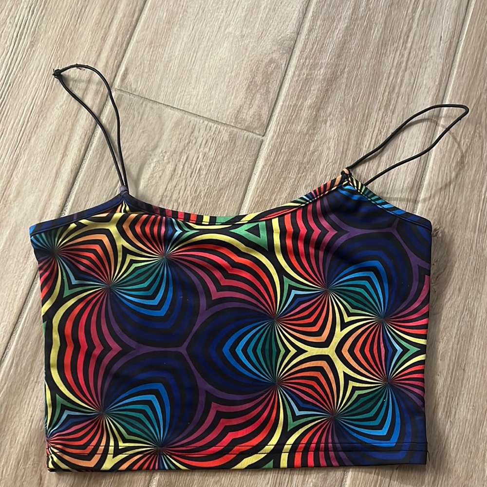 Current mood trippy crop top rainbow